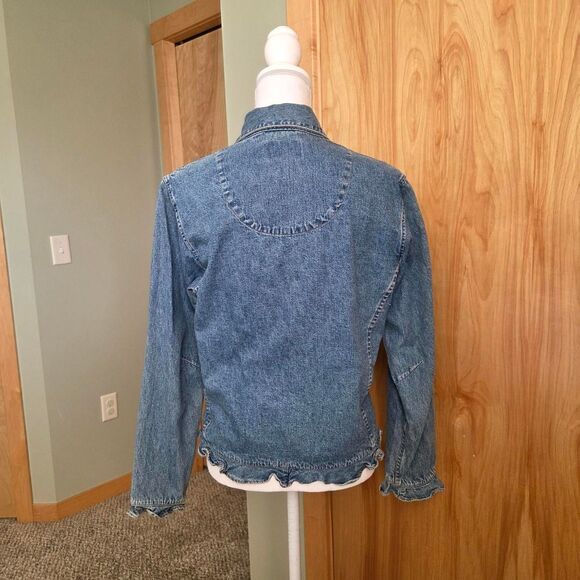 vintage y2k Christopher and banks ruffle Jean jacket - Picture 5 of 5